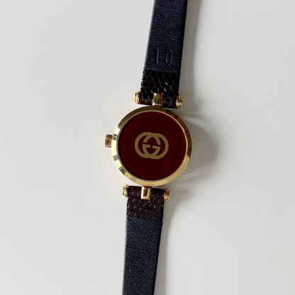 Gucci 1990s Sherry Round Dial Gold Plated Watch