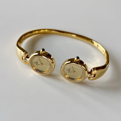 Fendi 1990s Double Face Gold-Plated Bangle Watch