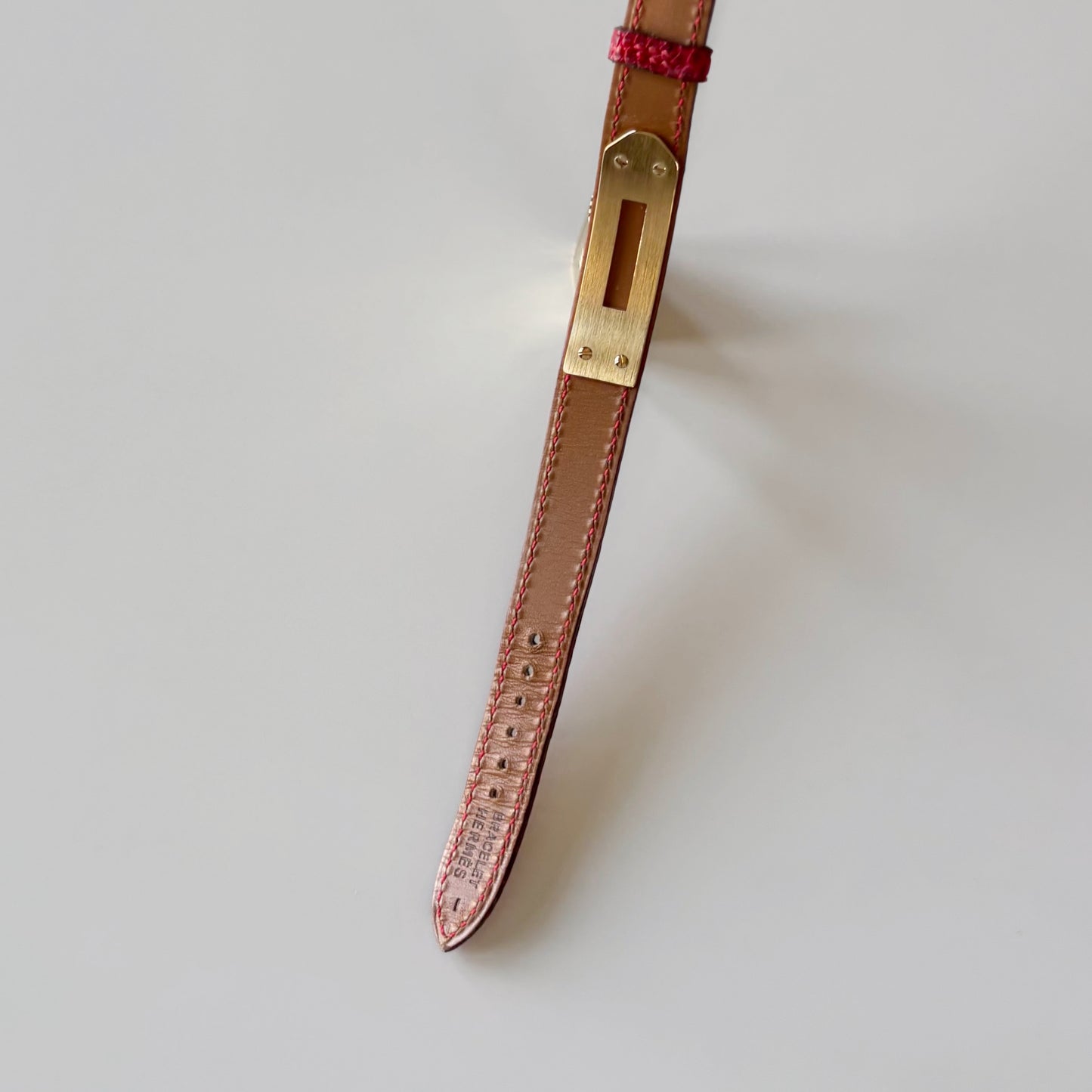 Hermes 1990s Kelly Red Dial Gold Plated Watch