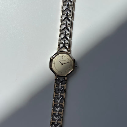 Yves Saint Laurent 1990s Octagon Gold Plated Two Tone Watch