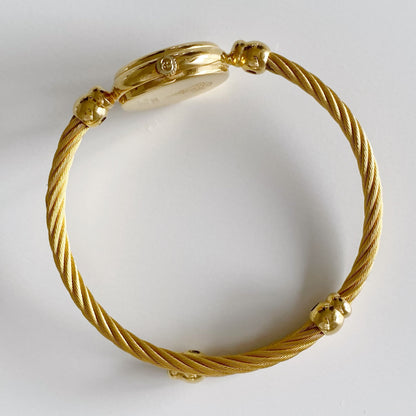 Gucci 1990s Seashell Dial Gold Plated Bangle Watch