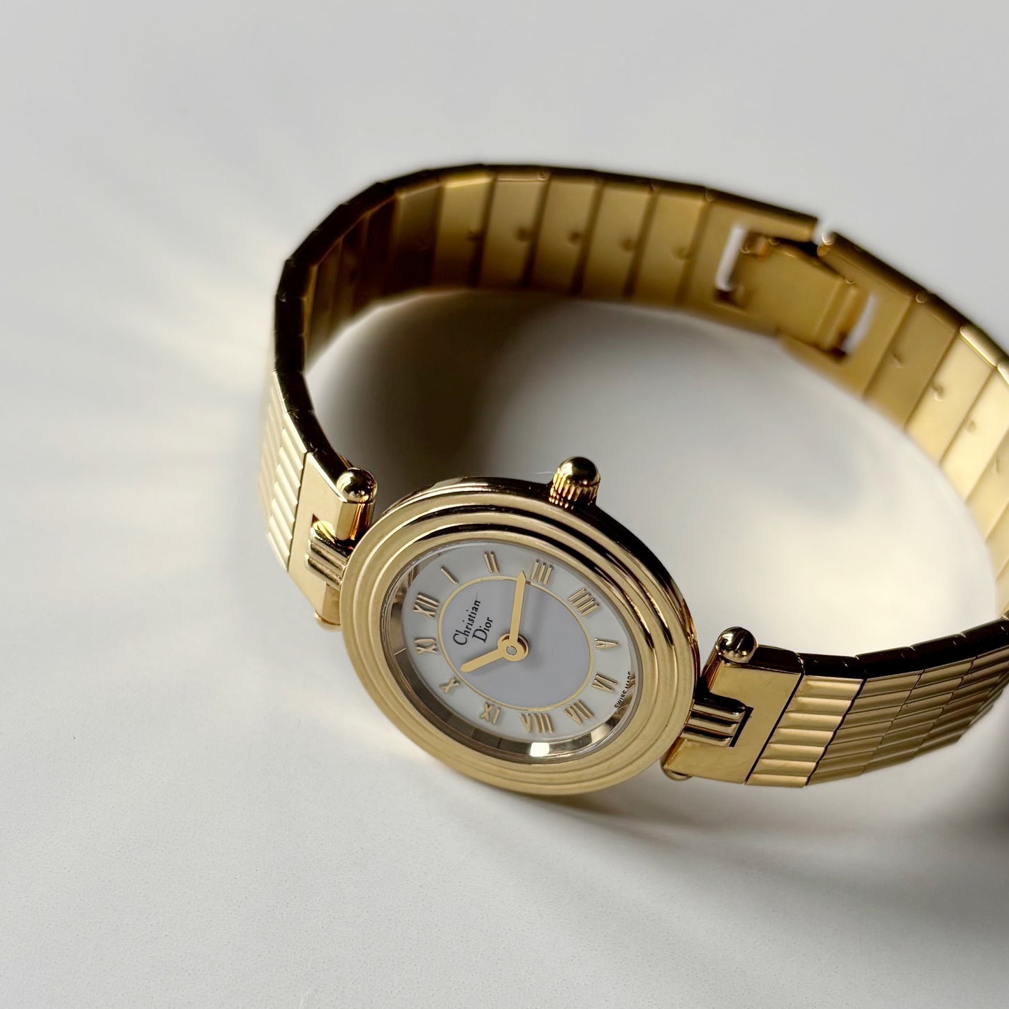 Dior 1990s Round Dial Gold Plated Watch