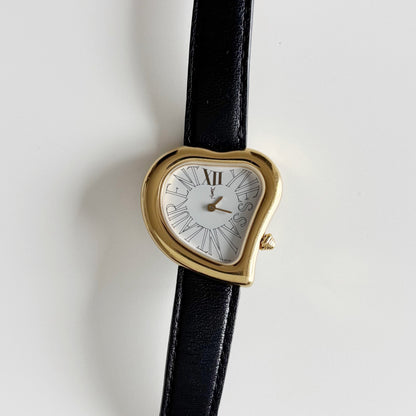 Yves Saint Laurent 1990s Heart Shaped Dial Gold Plated Watch