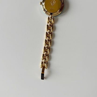 Gucci 1990s Interchangeable Bezel Gold Plated Rice Chain Watch with case, 6 bezels (160mm)