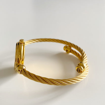 Gucci 1990s Seashell Dial Gold Plated Cable Bangle Watch