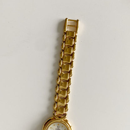 Fendi 1990s Seashell Dial Gold Plated Watch