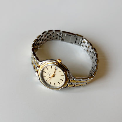 Dior 1990s Date Round Dial Two Tone Gold Plated Watch