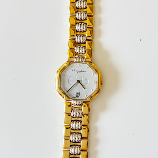 Dior 1990s Octagon Two Tone Watch (Large)