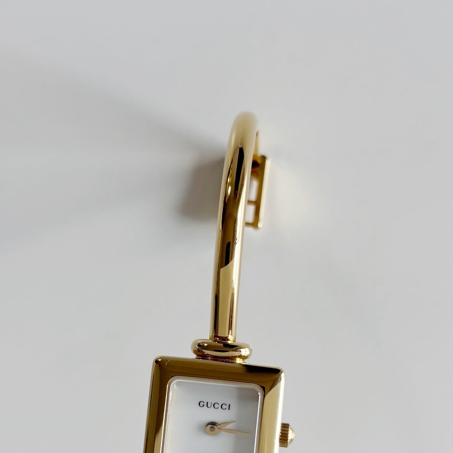 Gucci 1990s Square Dial Gold Plated Bangle Watch