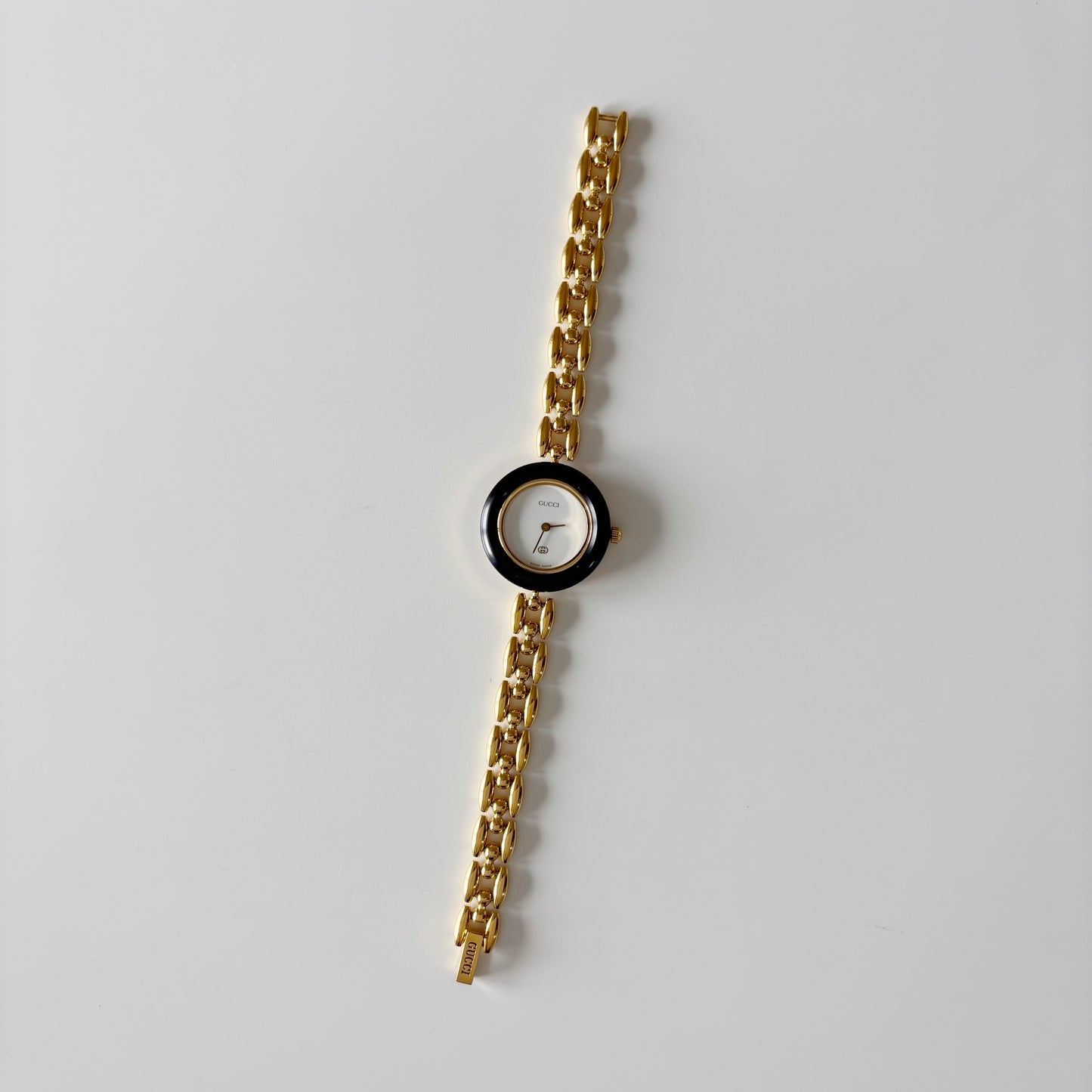 Gucci 1990s Interchangeable Bezel Gold Plated Watch with 6 bezels. case (160mm)