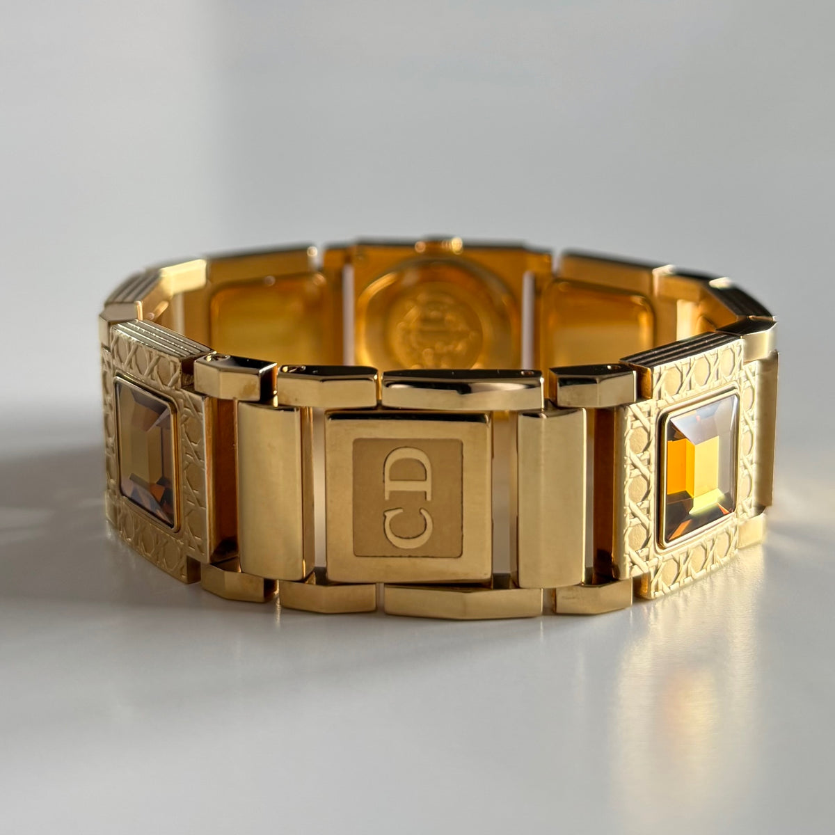 Dior 1990s Square Dial Interchangeable Strap Gold-Plated Watch