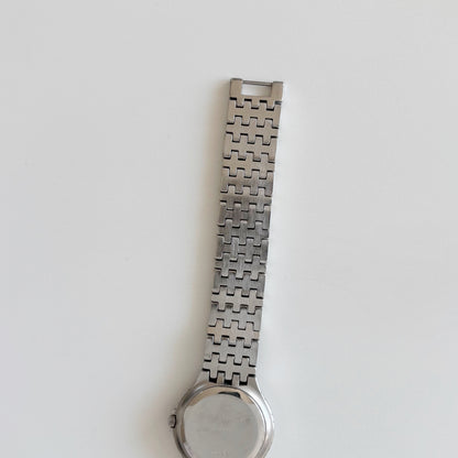 Dior 1990s Date Round Dial Silver Watch