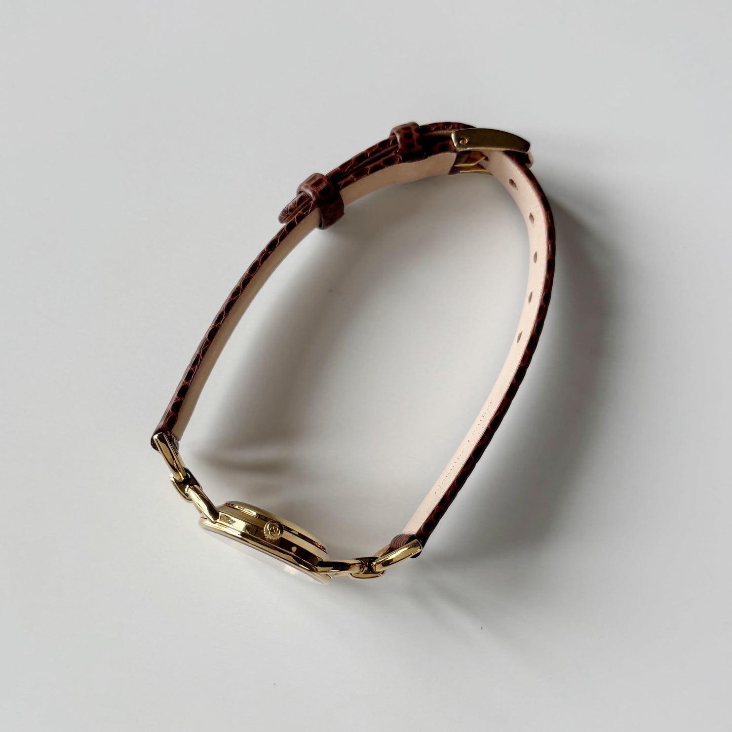 Gucci 1990s Seashell Dial Gold Plated Horsebit Gold Plated Watch
