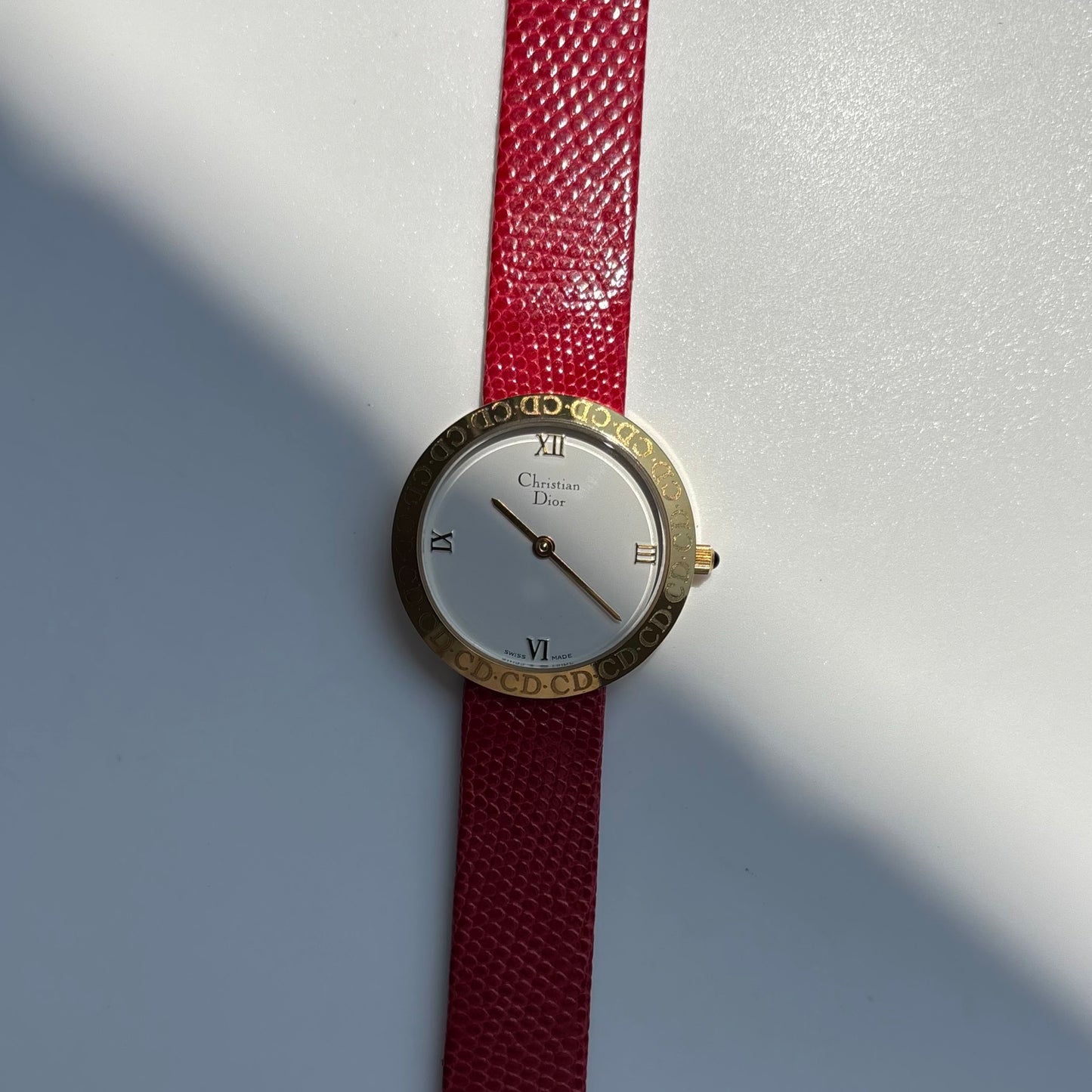 Dior 1990s Round Dial Gold Plated Watch