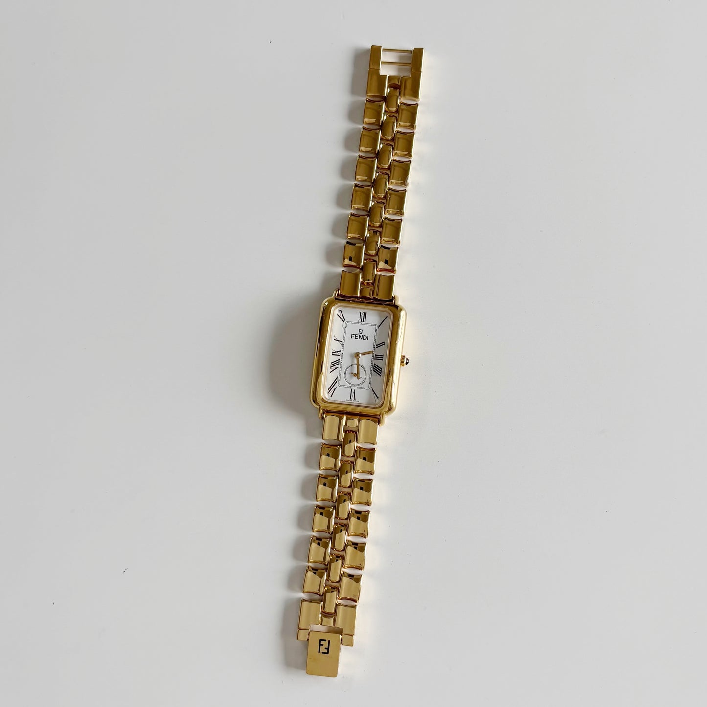 Fendi 1990s Tank Gold Plated Watch (Large)
