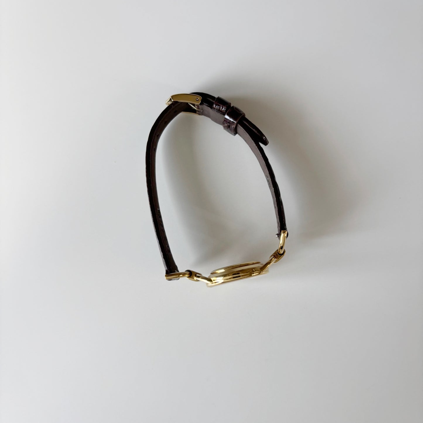 Gucci 1990s Round Dial Horsebit Gold Plated Watch