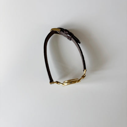 Gucci 1990s Round Dial Horsebit Gold Plated Watch