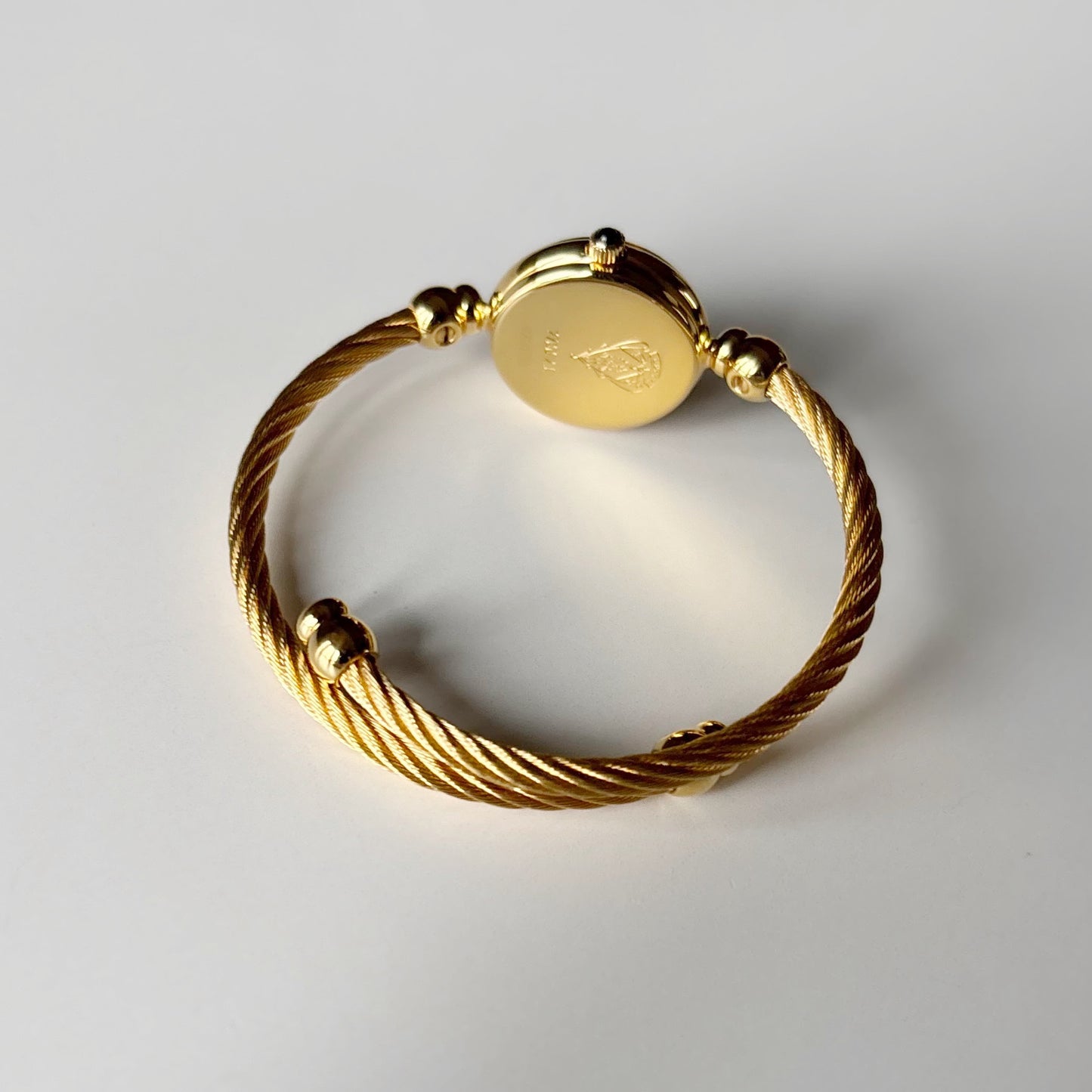 Gucci 1990s Black Dial Gold Plated Cable Bangle Watch