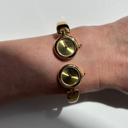 Fendi 1990s Double Face Gold-Plated Bangle Watch