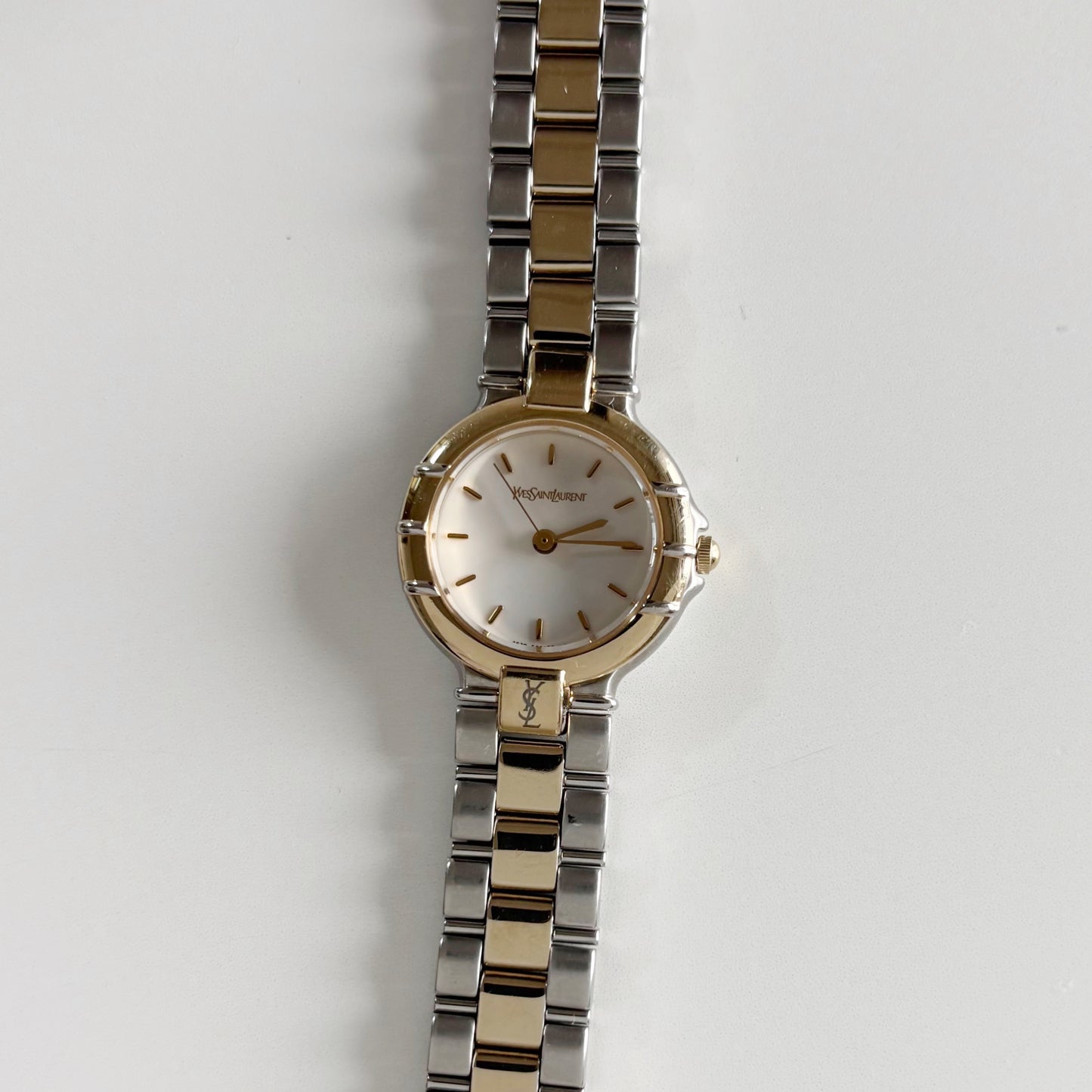 Yves Saint Laurent 1990s Round Dial Two Tone Watch