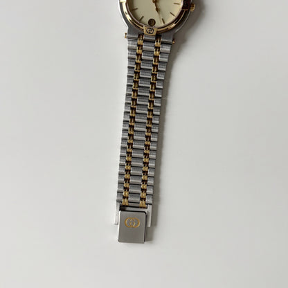 Gucci 1990s Round Dial Two Tone Gold Plated Watch (Large)