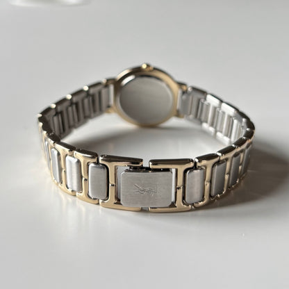 Yves Saint Laurent 1990s Black Dial Two Tone Watch