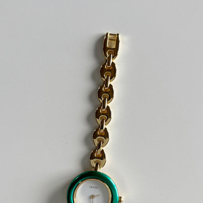 Gucci 1990s Interchangeable Bezel Gold Plated Chain Watch with 6 bezels, case (165mm)