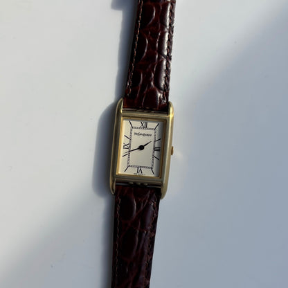 Yves Saint Laurent 1990s Gold Plated Tank Watch (Large)