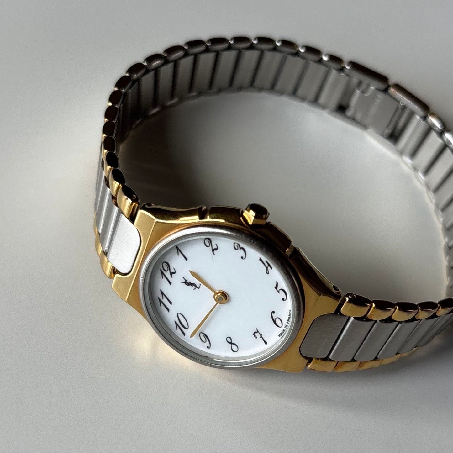 Yves Saint Laurent 1990s Round Dial Two Tone Watch