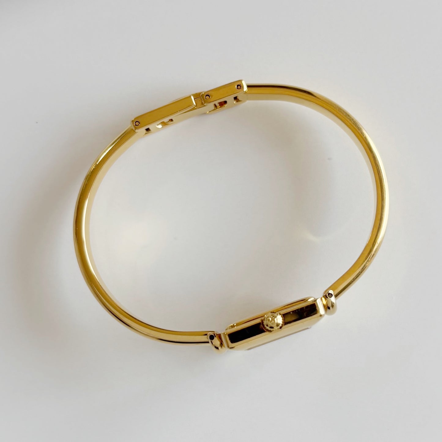 Gucci 1990s Square Dial Gold Plated Bangle Watch