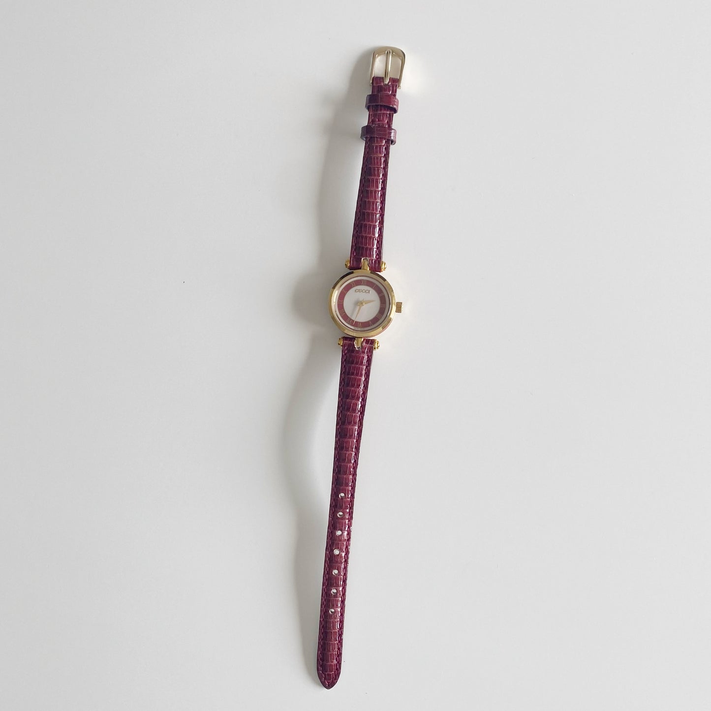 Gucci 1990s Round Dial Gold Plated Watch