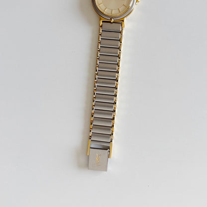 Yves Saint Laurent 1990s Round Dial Two Tone Watch