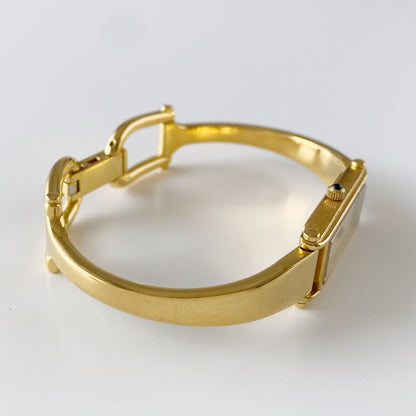 Gucci 1990s Gold Dial Gold Plated Bangle Watch