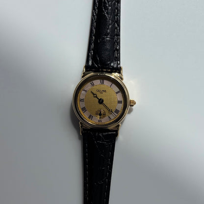 Celine 1980s Seashell Round Dial Gold Plated Watch