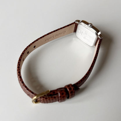 Celine 1980s Rectangular Dial Two Tone Watch