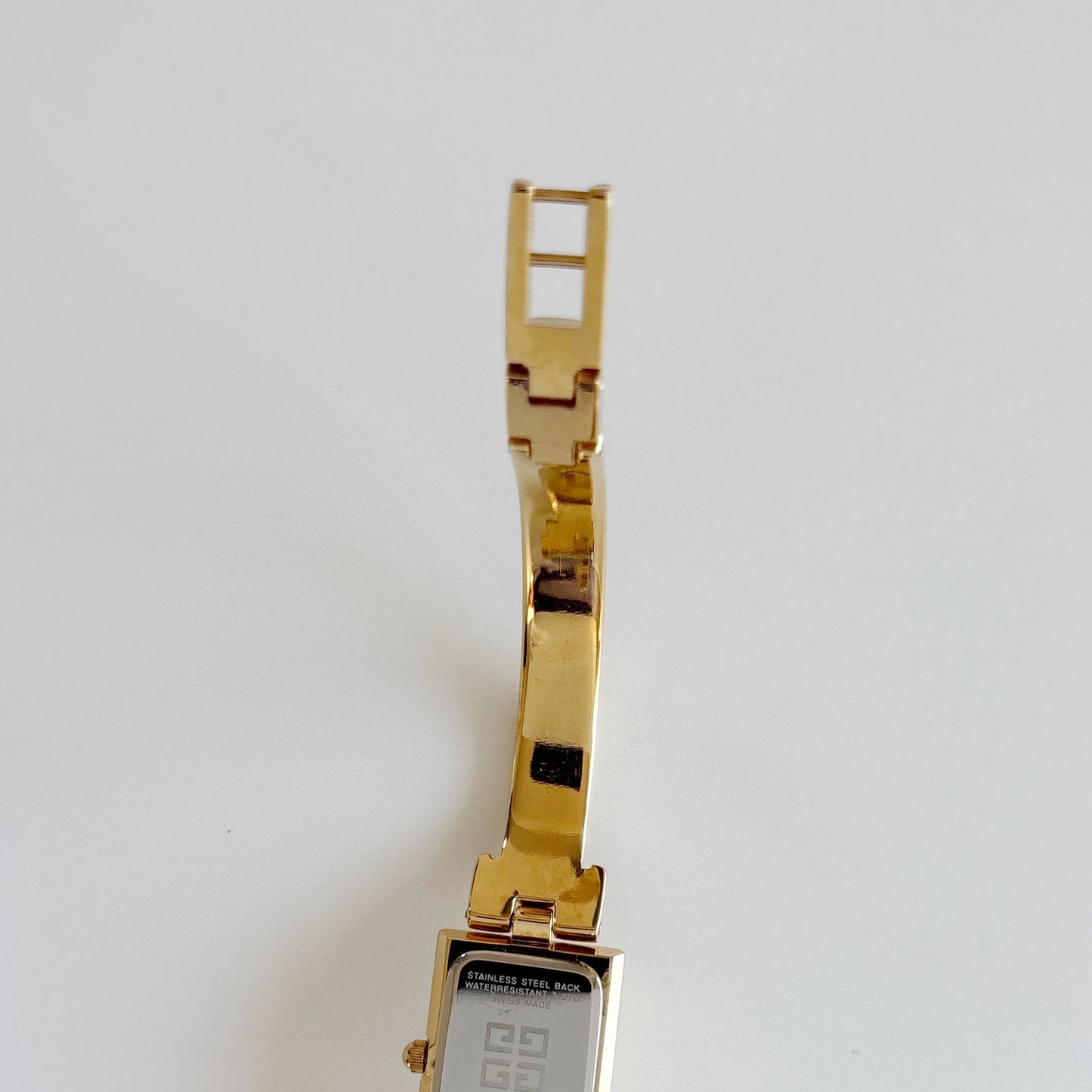Givenchy 1990s Rectangular Dial Gold Plated Bangle Watch
