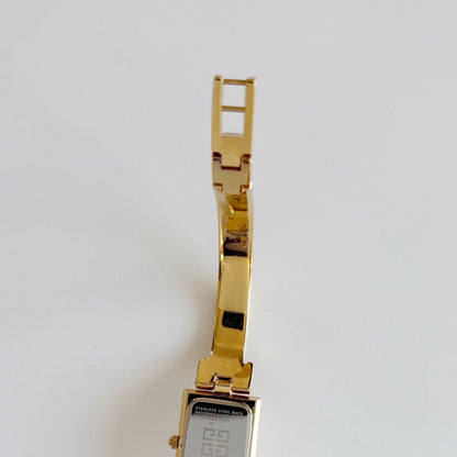 Givenchy 1990s Rectangular Dial Gold Plated Bangle Watch
