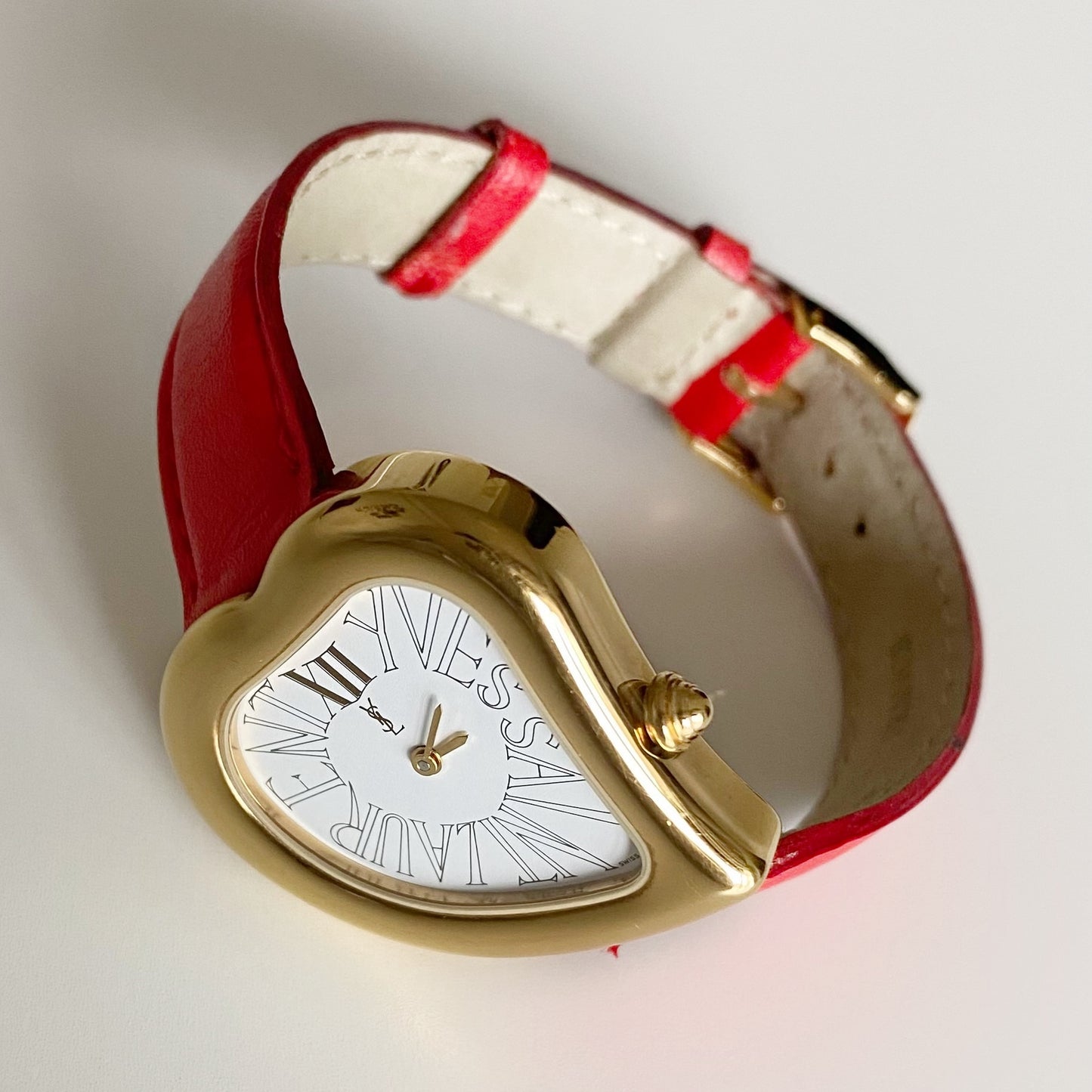 Yves Saint Laurent 1990s Heart shaped Dial Gold Plated Watch
