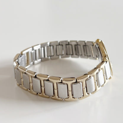 Yves Saint Laurent 1990s Black Dial Two Tone Watch