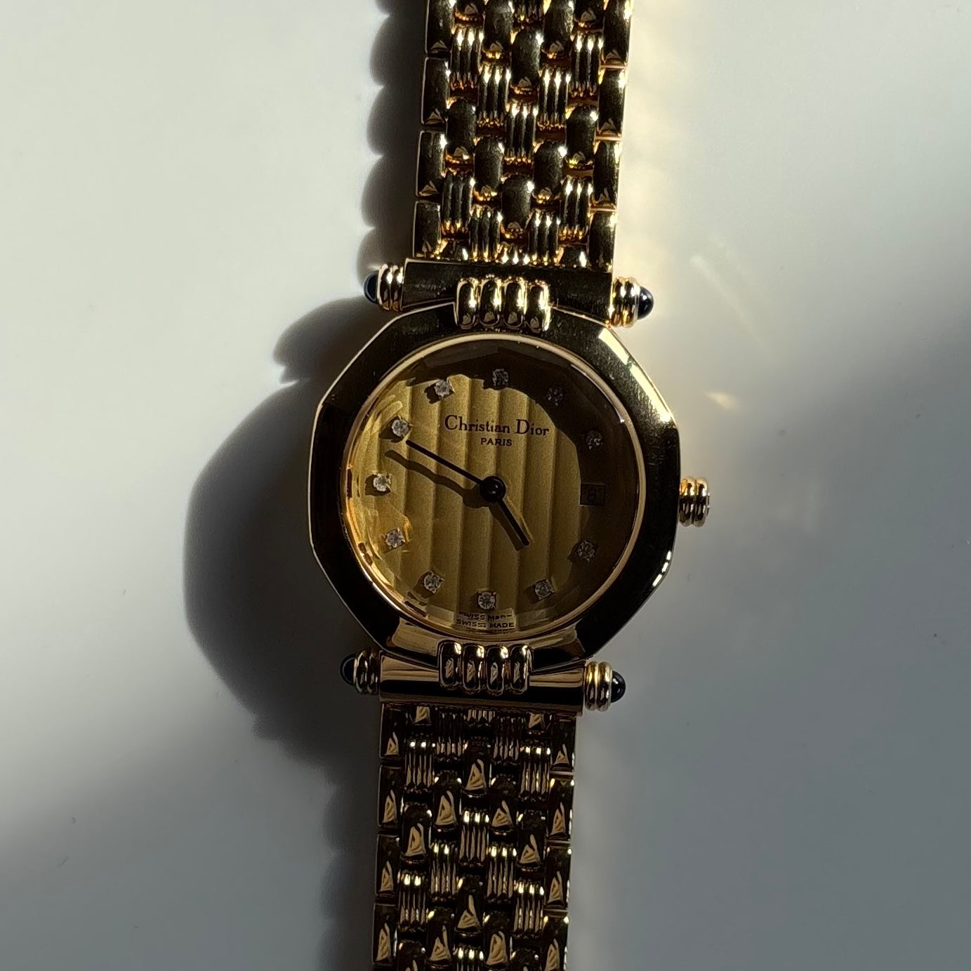 Dior 1990s Octagon Dial Gold Plated Watch