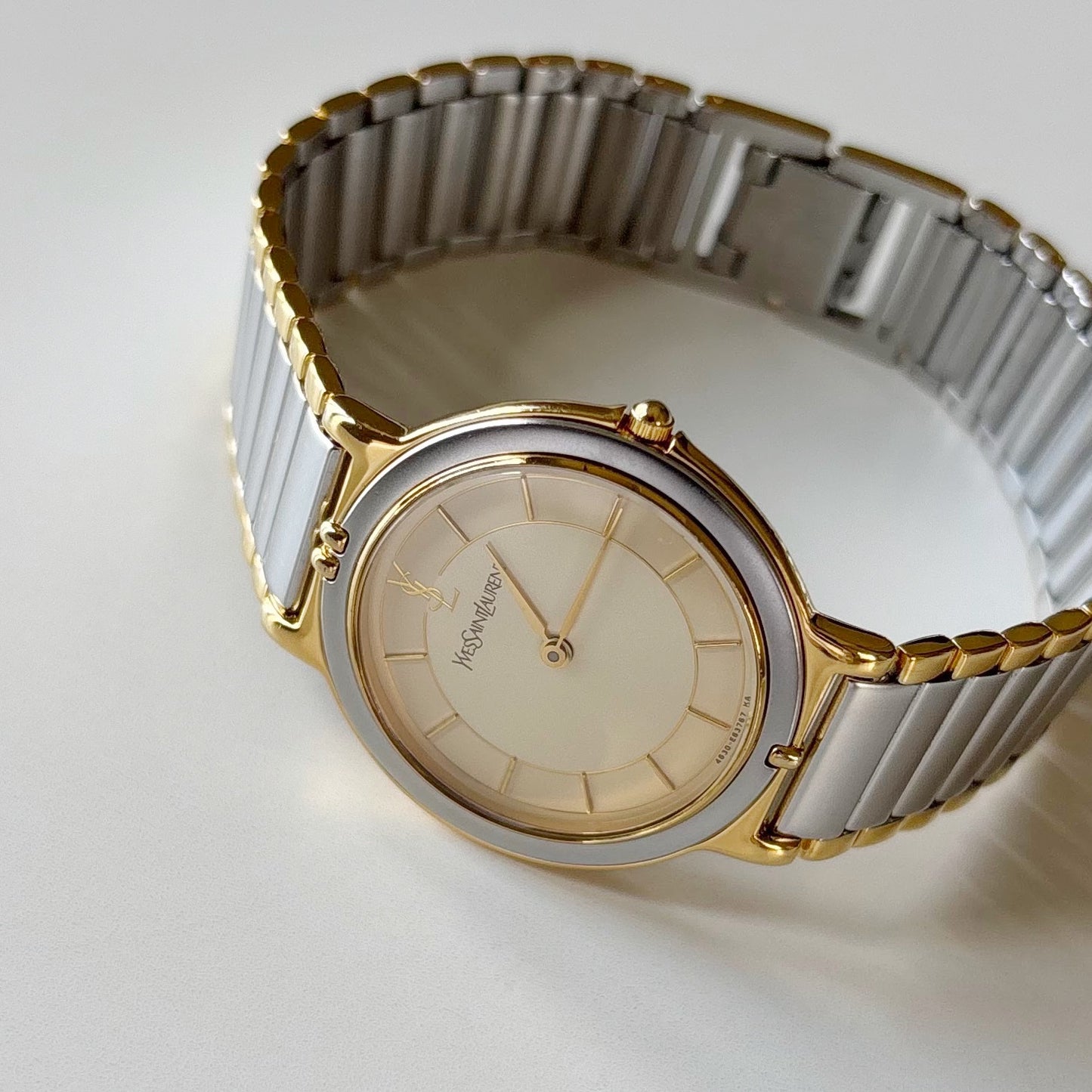 Yves Saint Laurent 1990s Round Dial Gold Plated Two Tone watch (Large)