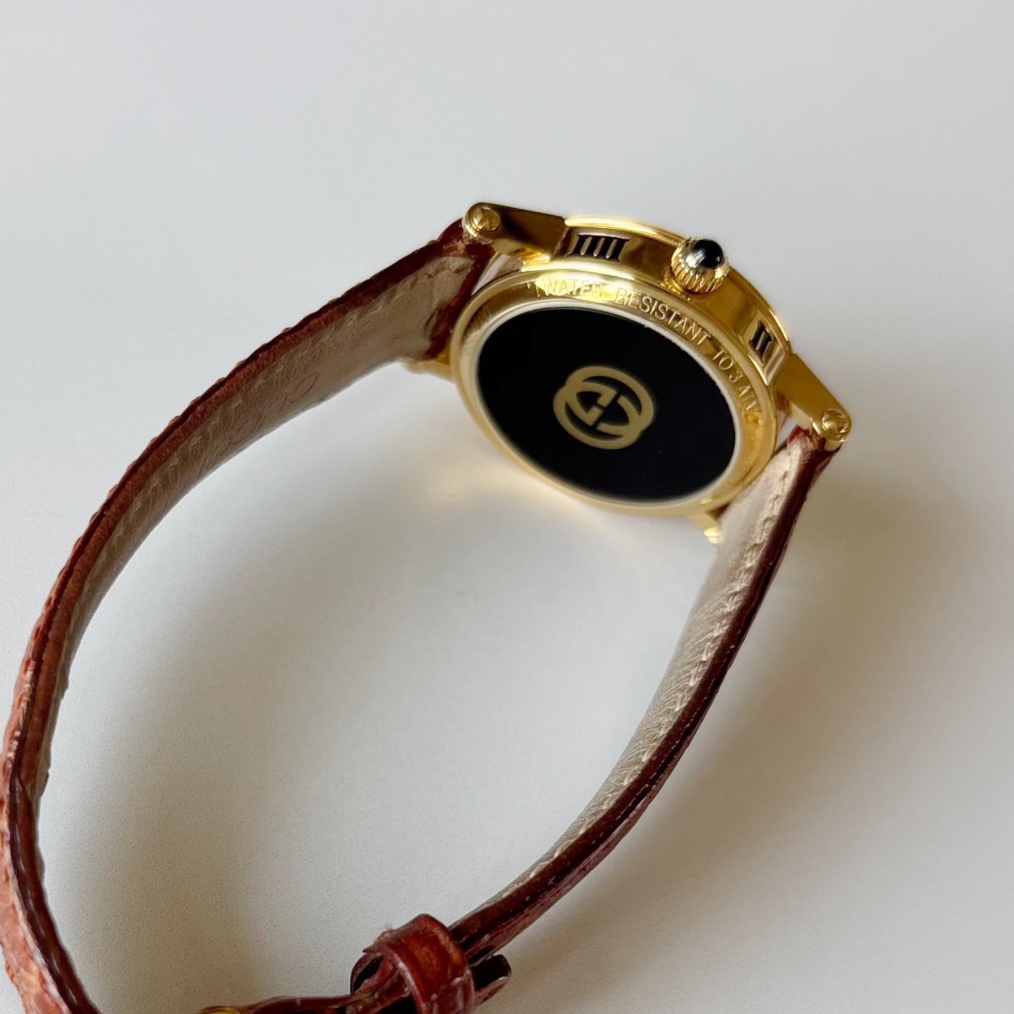 Gucci 1990s Date Round Dial Gold Plated Watch