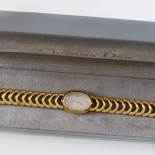 Dior 1980a Oval Gold Plated Watch