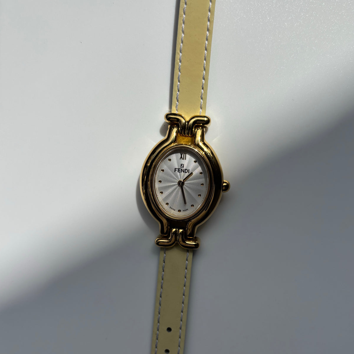 Fendi 1990s Interchangeable Strap Gold-Plated Watch with 9 Straps and Case