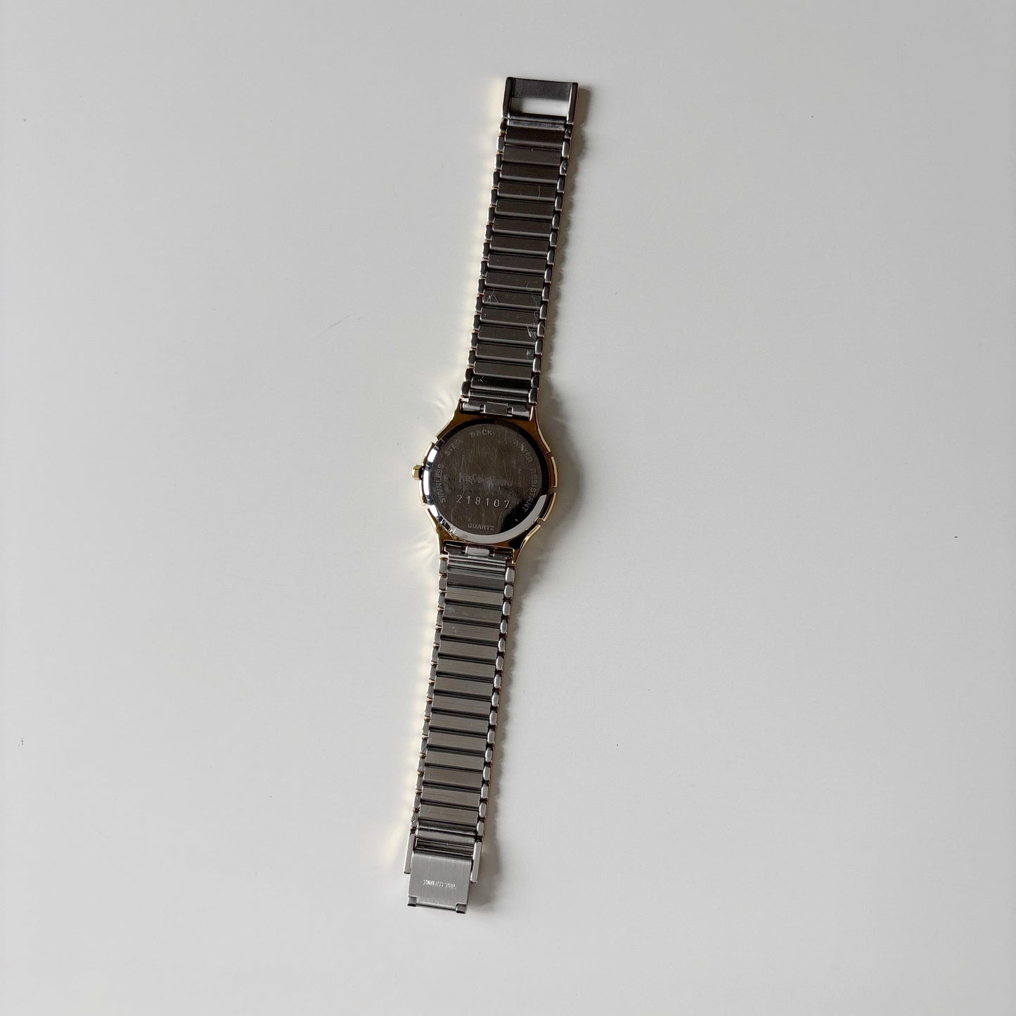 Yves Saint Laurent 1990s Round Dial Two Tone Gold Plated Watch (Large)