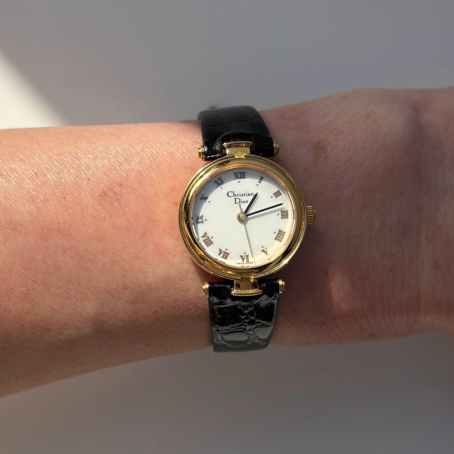 Dior 1990s Round Dial Gold Plated Watch
