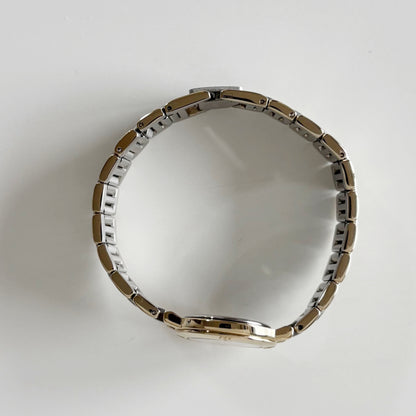 Yves Saint Laurent 1990s Black Dial Gold Plated Two Tone Watch