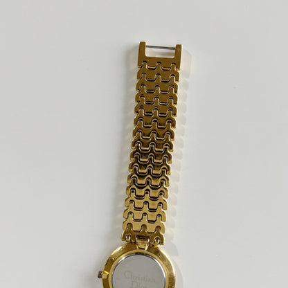 Dior 1990s Seashell Dial Round Dial Gold Plated Watch (Large)