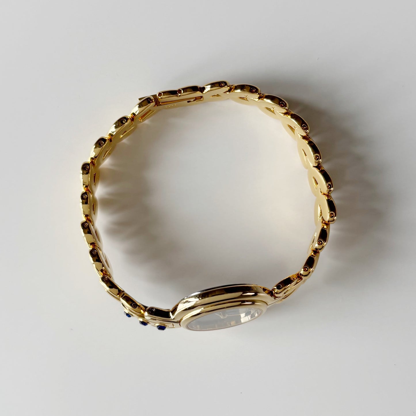 Givenchy 1990s Navy Round Dial Gold Plated Watch