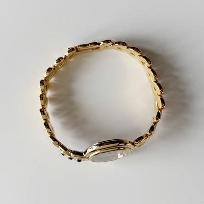 Givenchy 1990s Navy Round Dial Gold Plated Watch